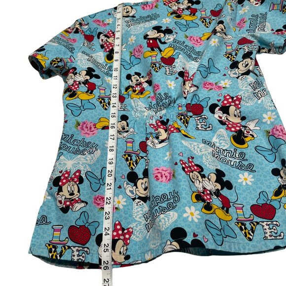 Disney Women's Scrubs Top Mickey & Minnie Call Me Mickey Blue Sz XS - Picture 10 of 12